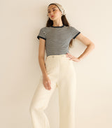 VIVI TEE -- BLACK NANTUCKET STRIPE